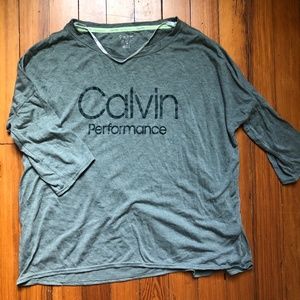 CALVIN KLEIN-Olive Green Women's Medium Shirt